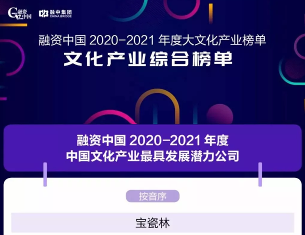 最新消息！寶瓷林喜提融資中國本年度“中國
